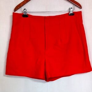 Zara Red Orange Flat Front Shorts Size XXL New without Tags